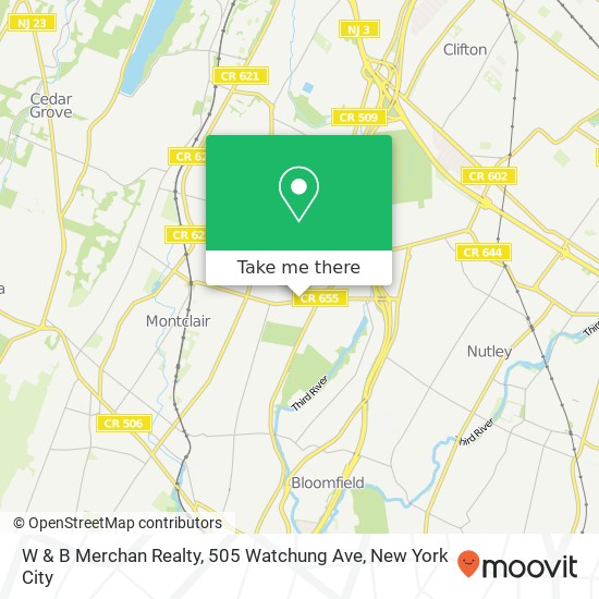 Mapa de W & B Merchan Realty, 505 Watchung Ave