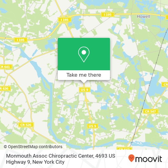 Monmouth Assoc Chiropractic Center, 4693 US Highway 9 map