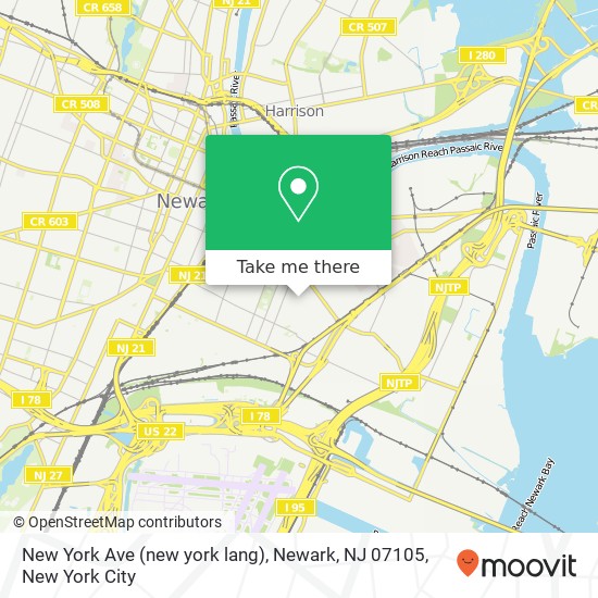 New York Ave (new york lang), Newark, NJ 07105 map