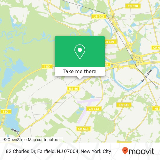 Mapa de 82 Charles Dr, Fairfield, NJ 07004