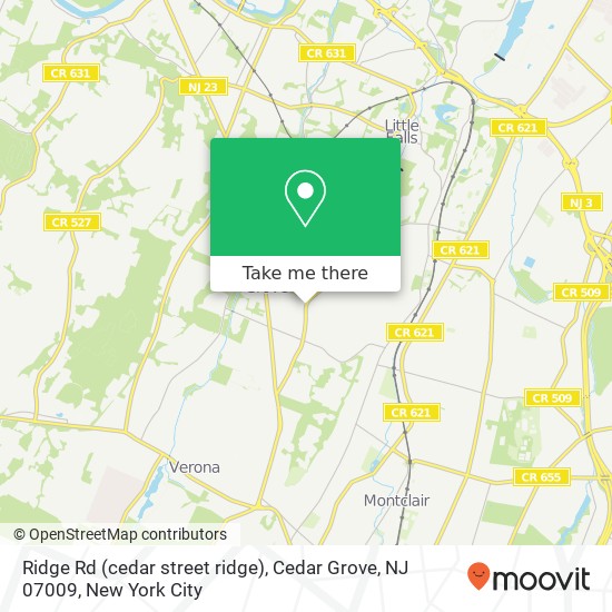 Mapa de Ridge Rd (cedar street ridge), Cedar Grove, NJ 07009