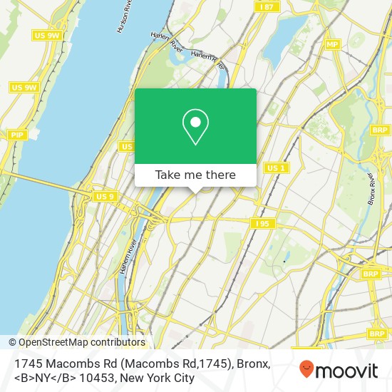 Mapa de 1745 Macombs Rd (Macombs Rd,1745), Bronx, <B>NY< / B> 10453