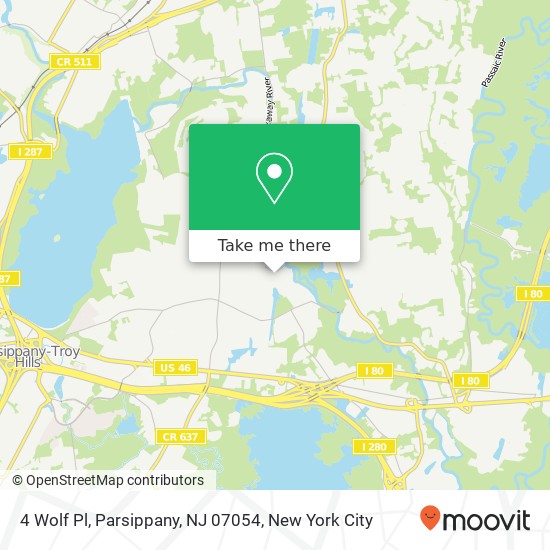 Mapa de 4 Wolf Pl, Parsippany, NJ 07054