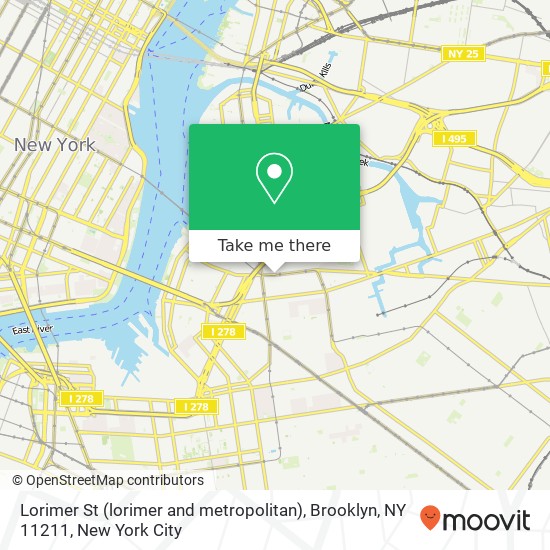 Lorimer St (lorimer and metropolitan), Brooklyn, NY 11211 map