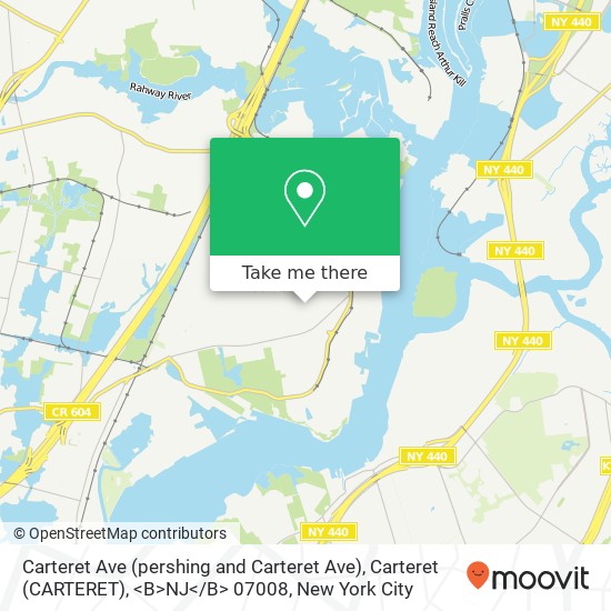 Carteret Ave (pershing and Carteret Ave), Carteret (CARTERET), <B>NJ< / B> 07008 map