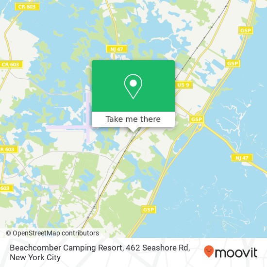 Mapa de Beachcomber Camping Resort, 462 Seashore Rd