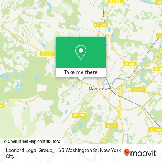 Mapa de Leonard Legal Group,, 165 Washington St