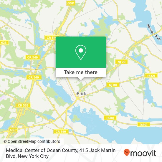 Mapa de Medical Center of Ocean County, 415 Jack Martin Blvd
