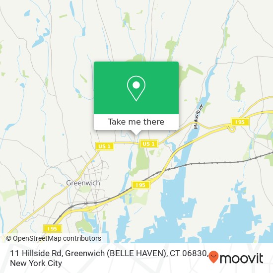 Mapa de 11 Hillside Rd, Greenwich (BELLE HAVEN), CT 06830