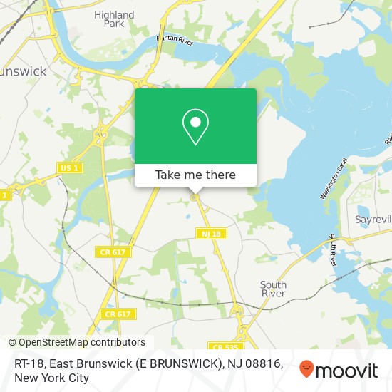 RT-18, East Brunswick (E BRUNSWICK), NJ 08816 map