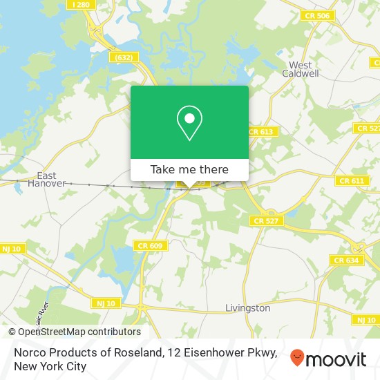 Mapa de Norco Products of Roseland, 12 Eisenhower Pkwy