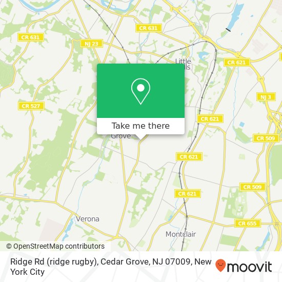 Mapa de Ridge Rd (ridge rugby), Cedar Grove, NJ 07009