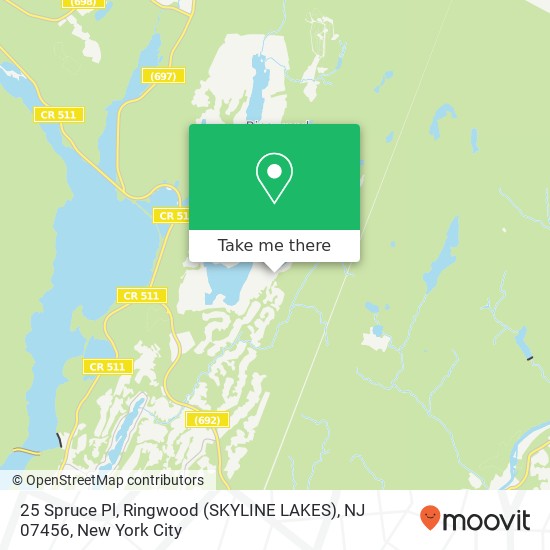 Mapa de 25 Spruce Pl, Ringwood (SKYLINE LAKES), NJ 07456