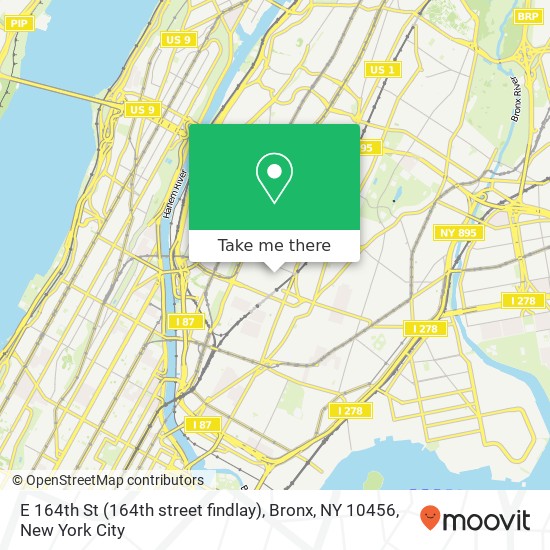 Mapa de E 164th St (164th street findlay), Bronx, NY 10456
