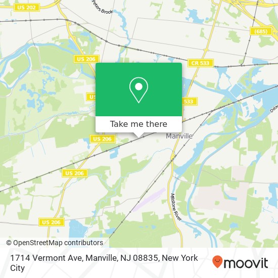 Mapa de 1714 Vermont Ave, Manville, NJ 08835