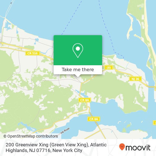 Mapa de 200 Greenview Xing (Green View Xing), Atlantic Highlands, NJ 07716