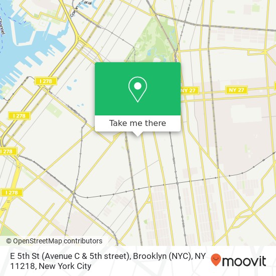 Mapa de E 5th St (Avenue C & 5th street), Brooklyn (NYC), NY 11218