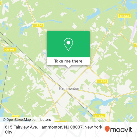 Mapa de 615 Fairview Ave, Hammonton, NJ 08037