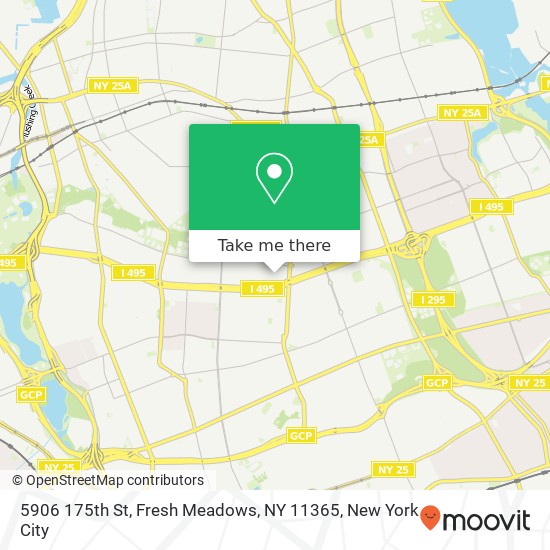 Mapa de 5906 175th St, Fresh Meadows, NY 11365