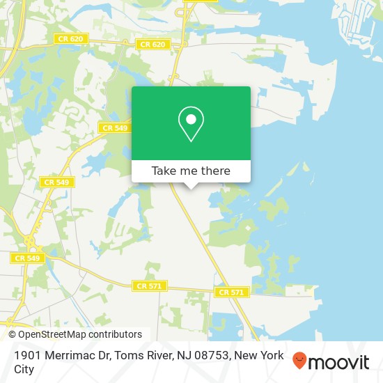 Mapa de 1901 Merrimac Dr, Toms River, NJ 08753