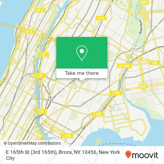 Mapa de E 165th St (3rd 165th), Bronx, NY 10456