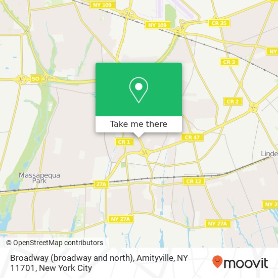 Mapa de Broadway (broadway and north), Amityville, NY 11701