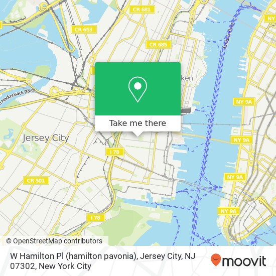 Mapa de W Hamilton Pl (hamilton pavonia), Jersey City, NJ 07302