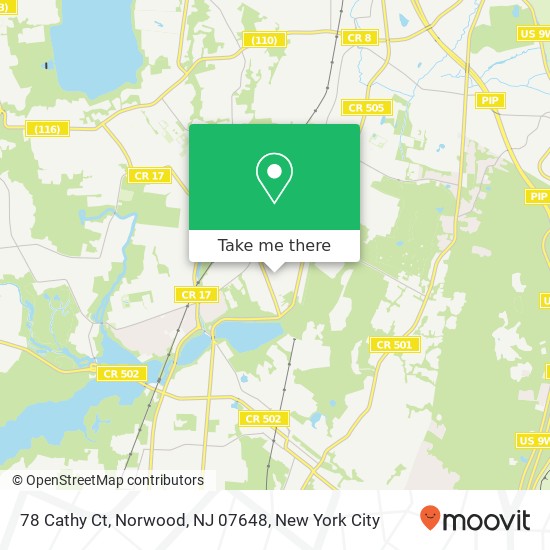 Mapa de 78 Cathy Ct, Norwood, NJ 07648