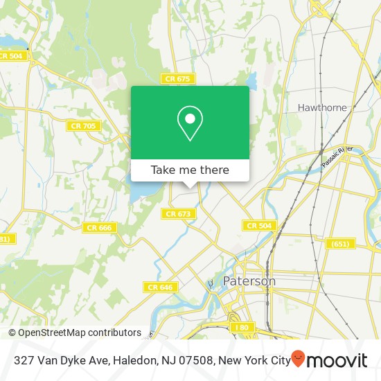 Mapa de 327 Van Dyke Ave, Haledon, NJ 07508
