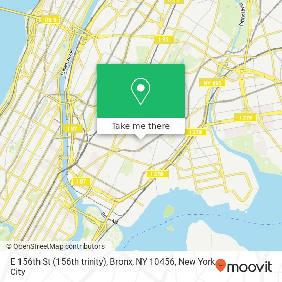 Mapa de E 156th St (156th trinity), Bronx, NY 10456