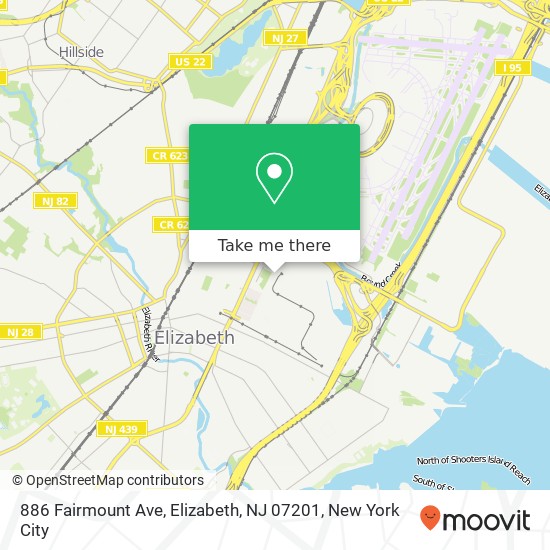 Mapa de 886 Fairmount Ave, Elizabeth, NJ 07201