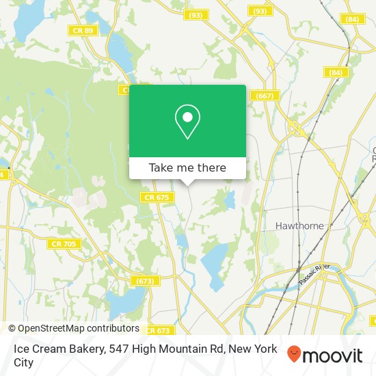 Mapa de Ice Cream Bakery, 547 High Mountain Rd