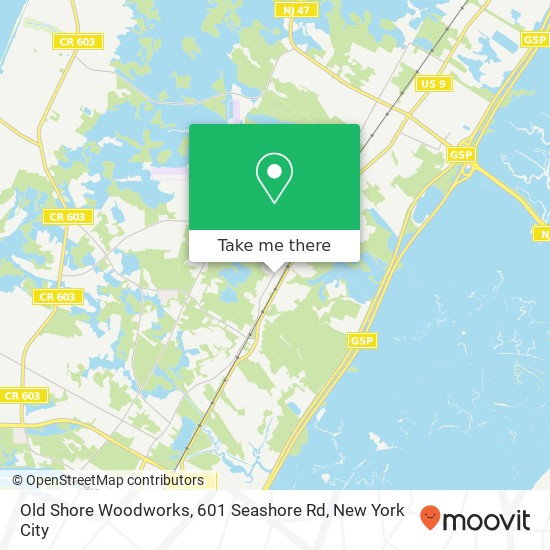 Mapa de Old Shore Woodworks, 601 Seashore Rd