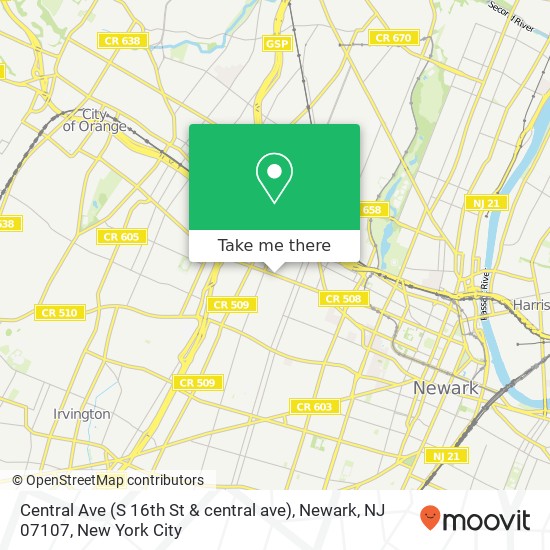 Central Ave (S 16th St & central ave), Newark, NJ 07107 map