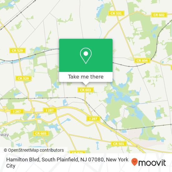 Mapa de Hamilton Blvd, South Plainfield, NJ 07080