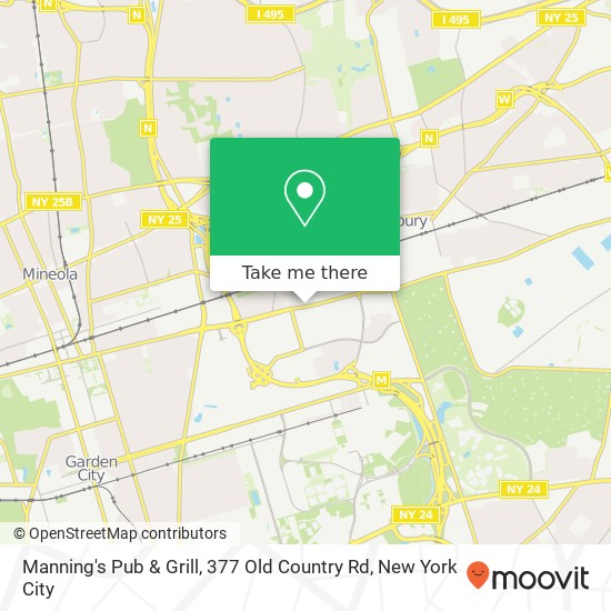 Mapa de Manning's Pub & Grill, 377 Old Country Rd