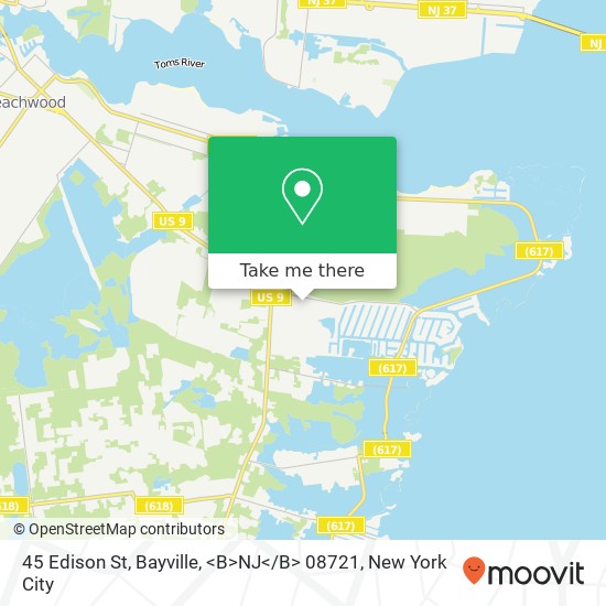 Mapa de 45 Edison St, Bayville, <B>NJ< / B> 08721