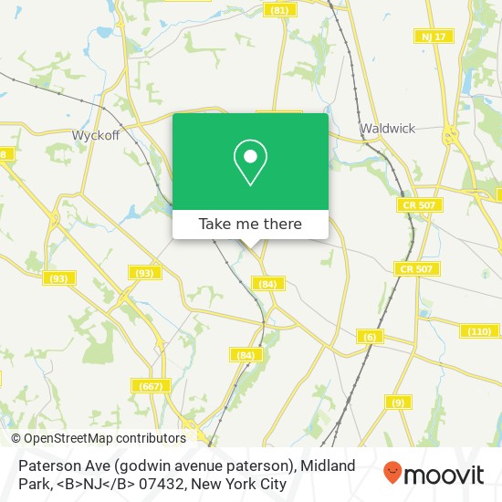 Paterson Ave (godwin avenue paterson), Midland Park, <B>NJ< / B> 07432 map