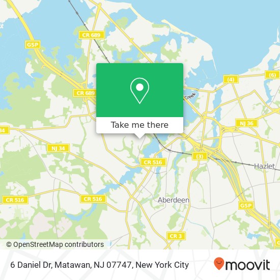 Mapa de 6 Daniel Dr, Matawan, NJ 07747