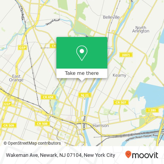 Mapa de Wakeman Ave, Newark, NJ 07104