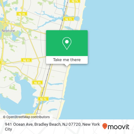 Mapa de 941 Ocean Ave, Bradley Beach, NJ 07720