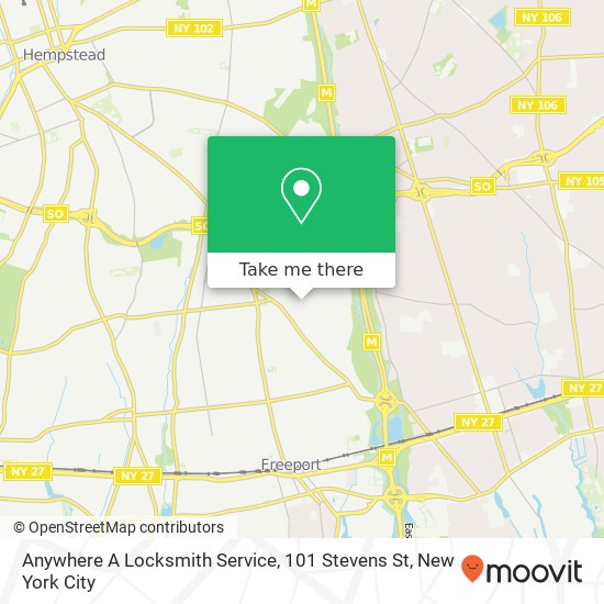 Mapa de Anywhere A Locksmith Service, 101 Stevens St