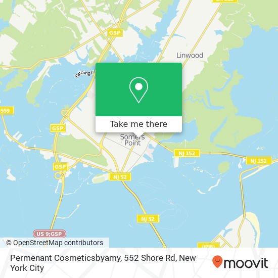 Mapa de Permenant Cosmeticsbyamy, 552 Shore Rd