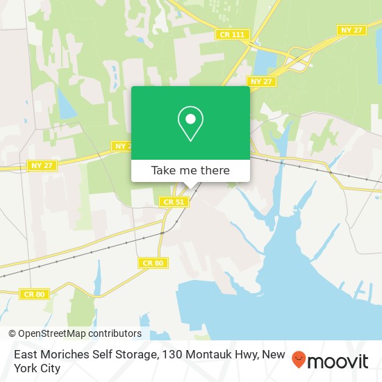 Mapa de East Moriches Self Storage, 130 Montauk Hwy