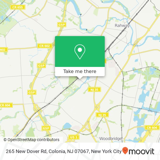 Mapa de 265 New Dover Rd, Colonia, NJ 07067