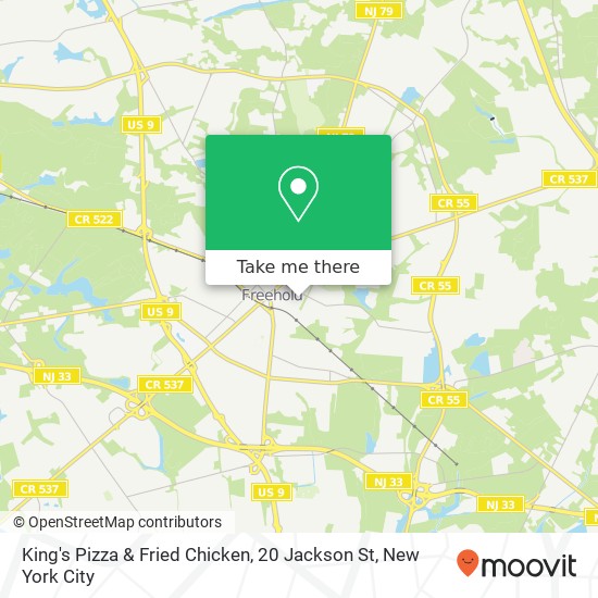 Mapa de King's Pizza & Fried Chicken, 20 Jackson St