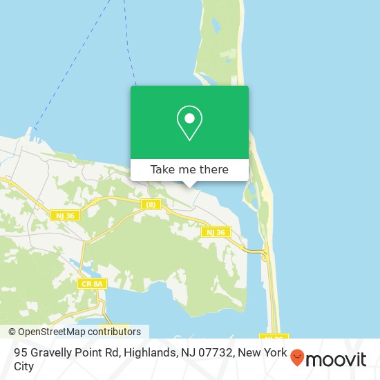 Mapa de 95 Gravelly Point Rd, Highlands, NJ 07732