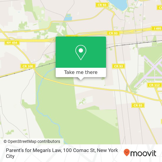 Mapa de Parent's for Megan's Law, 100 Comac St