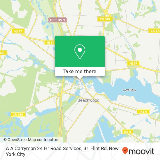 Mapa de A A Carryman 24 Hr Road Services, 31 Flint Rd