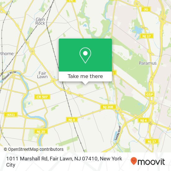 1011 Marshall Rd, Fair Lawn, NJ 07410 map